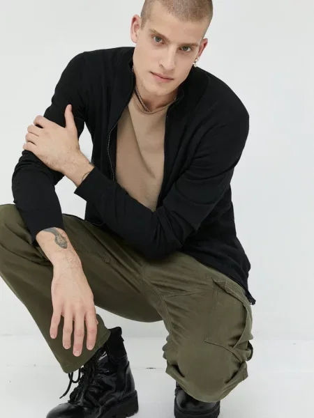 HUGO kardigan wełniany czarny