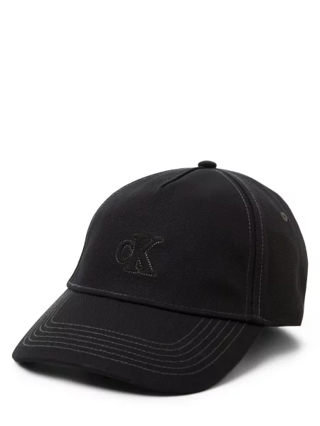 Czapka z bawełny z logo Calvin Klein czarna