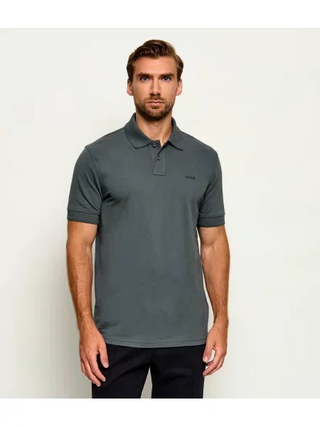 Tricou polo Boss Orange gri