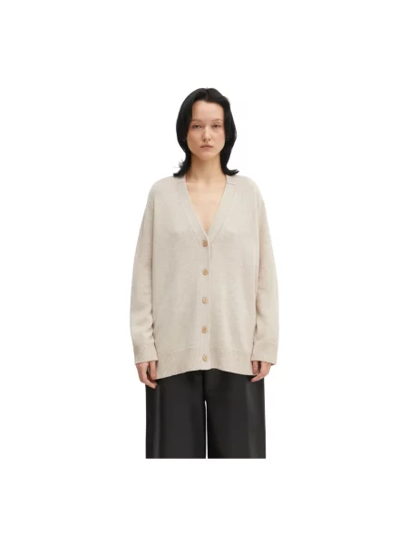 Maison Kitsuné kardigan wełniany Merino Wool Long beżowy