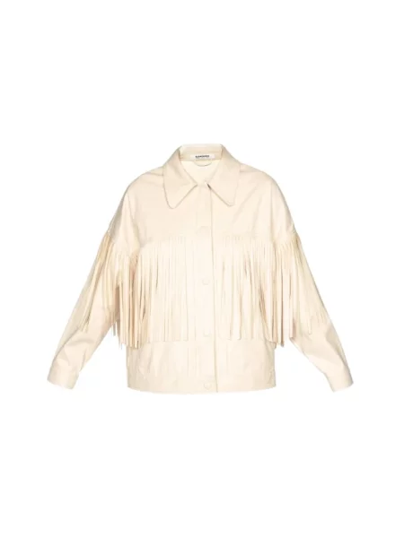 Kurtka skórzana Oof Wear z frędzli biała