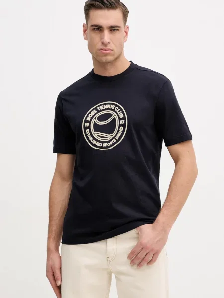 BOSS Green tricou din TS_Join Logo bleumarin cu imprimeu verde