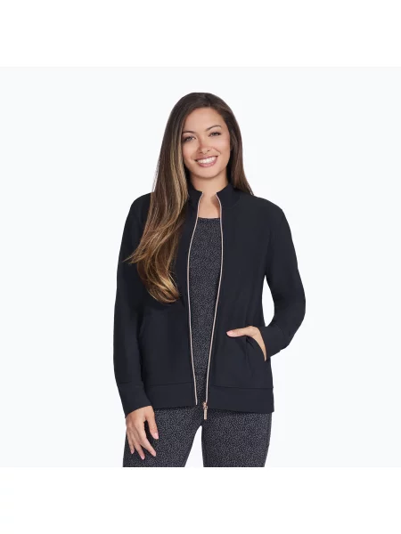 Bluză pentru femei SKECHERS GO Luxe Rib Everyday Full Zip black negru