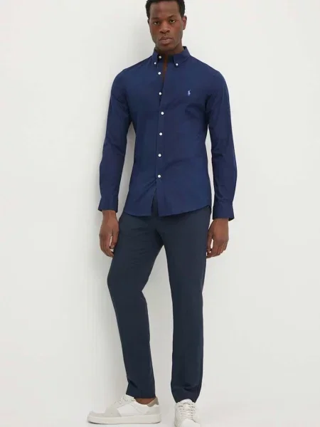 Сорочка Polo Ralph Lauren slim комір button-down синій