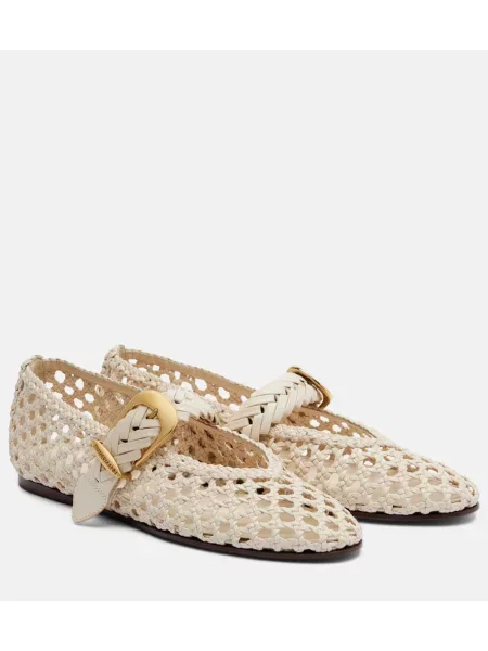 Pantofi cu toc Zimmermann din piele țesuți alb