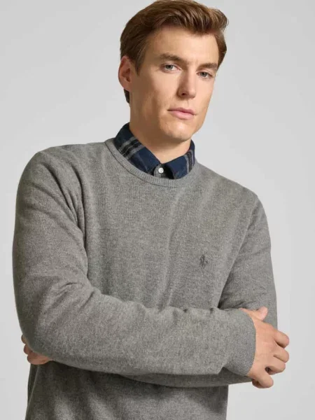 Sweter Polo Ralph Lauren wełniany z długim rękawem szary