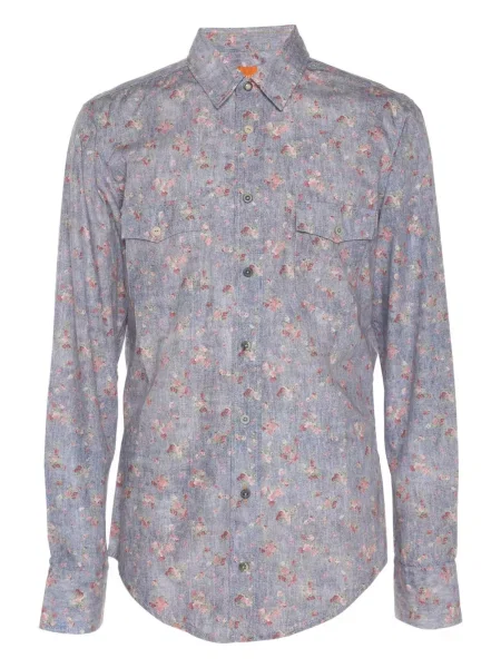 Cămașă Boss cu model floral cu imagine lungă albastru