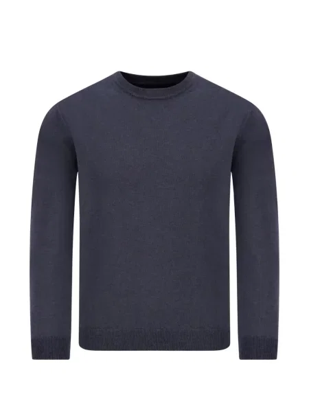 Pulover Woolrich de lână cu decolteu rotund albastru