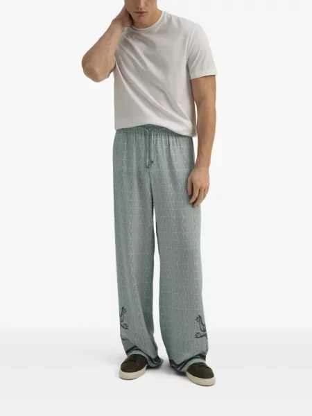 Pantaloni Dda cu imagine cu imprimeu geometric albastru