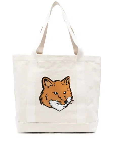 Geantă Maison Kitsune din canvas