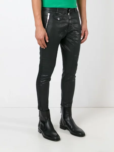 Кожени слаб панталон Dsquared2 черно