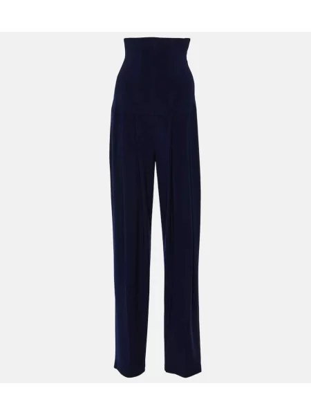 Pantaloni Norma Kamali cu talie înaltă albastru