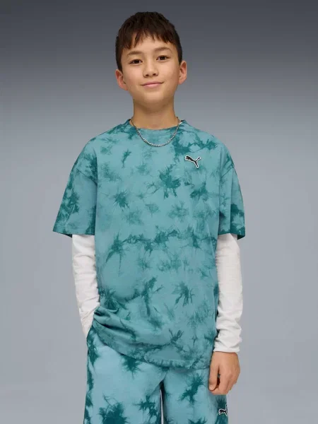 Дитяча Футболка PUMA Ess Relaxed Tie-dye Tee комбінований верх зелений