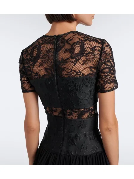 Rochie midi Elie Saab din dantelă negru