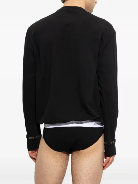Lung tricou Dsquared2 cu autograf negru