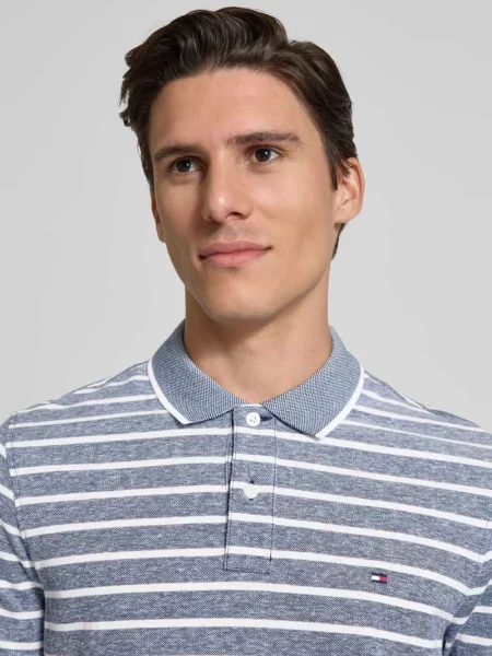 Koszulka polo o kroju regular fit z mieszanki bawełny i lnu Tommy Hilfiger granatowe
