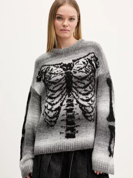 The Ragged Priest pulover din amestec de lână gri