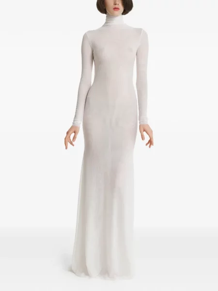 Rochie maxi 2310 Studio plasă alb