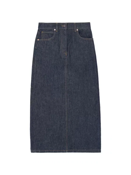 Maksi spódnica jeansowa Fortela z rozcieciem niebieska
