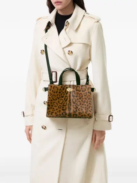 Geantă shopper Burberry cu imagine cu model leopard maro