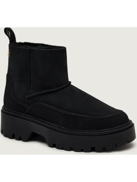 Cizme de zăpadă Tommy Hilfiger Real Shearling Pullon negru