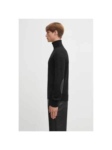 Maison Margiela sweter wełniany lekki z golferm czarny