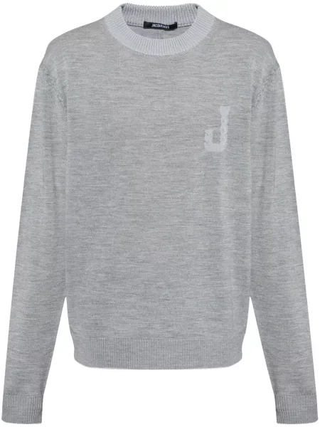 Pulover Jacquemus cu broderie gri