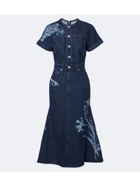 Rochie din denim Erdem cu imagine albastru