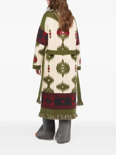 Palton Alanui cu franjuri din jacard alb