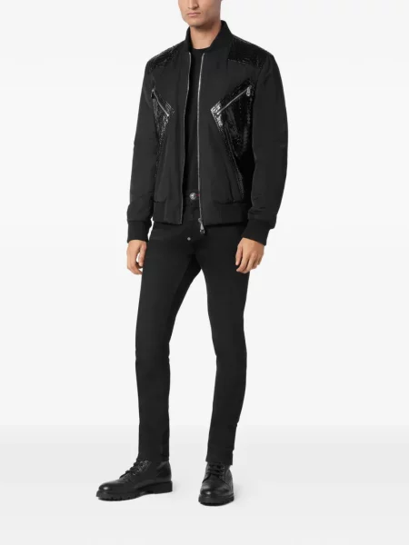 Geanta de piele Philipp Plein negru