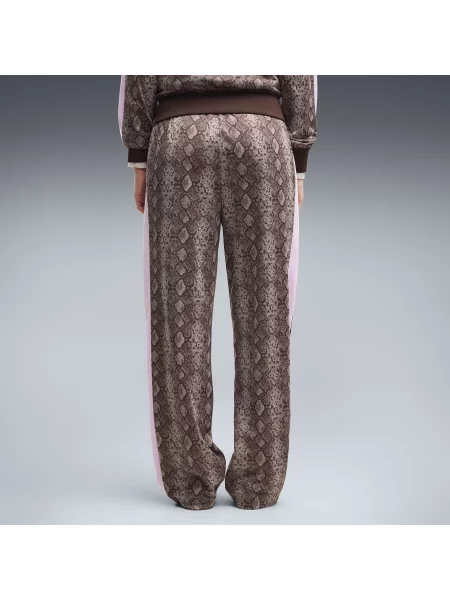 PUMA spodnie z prostymi nogawkami T7 Snake Print OdzieÅ¼ BrÄ…zowy S