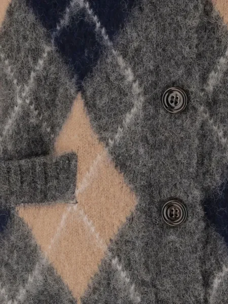 Cardigan Aspesi de lână cu imprimeu geometric gri