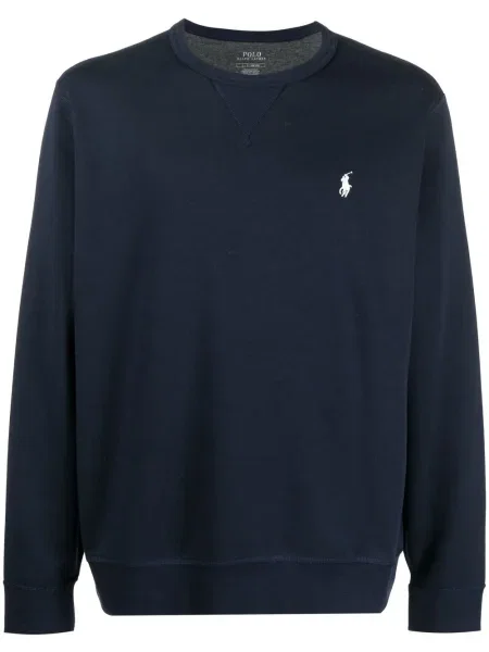 Pulover Polo Ralph Lauren cu broderie cu decolteu în U albastru