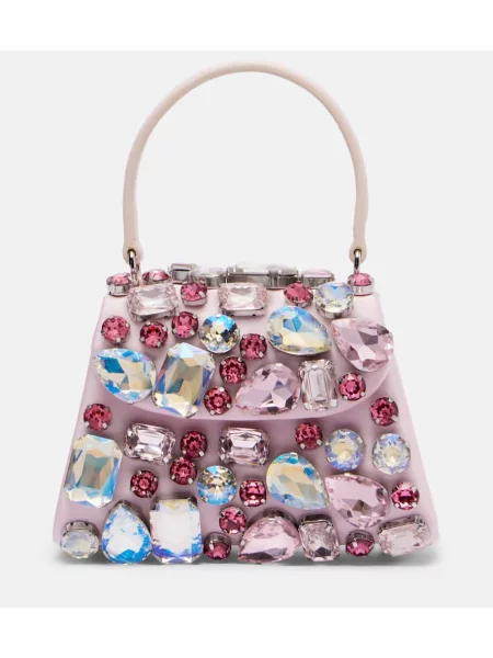 Mini top Self-portrait din satin mini roz