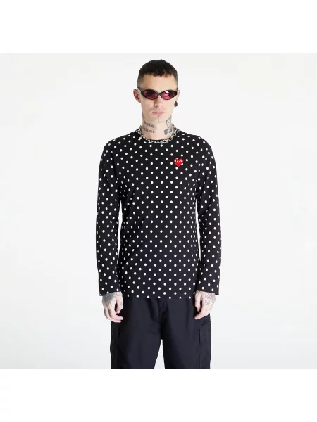 Довга футболка Comme Des Garcons Play з довгим рукавом з сердечками чорна