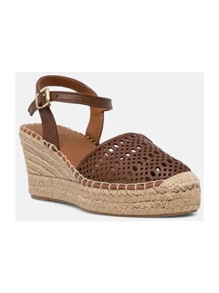 Billi Bi espadryle skórzane na koturnie brązowy