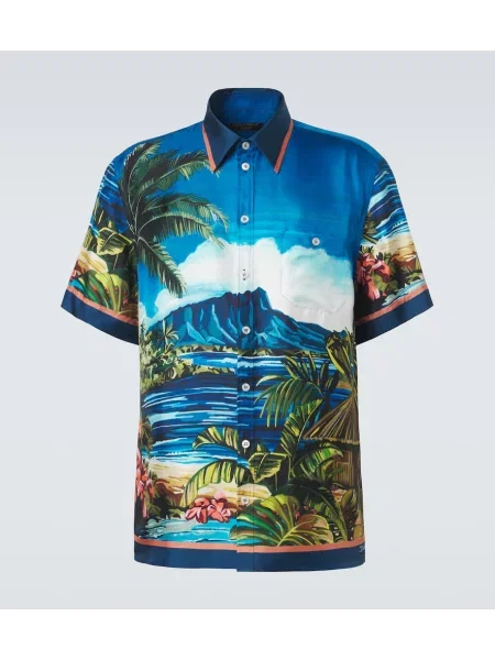 Cămașă Dolce&gabbana de mătase cu imagine albastru