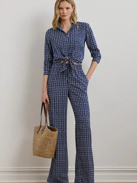 Hlače Lauren Ralph Lauren mornarsko modra