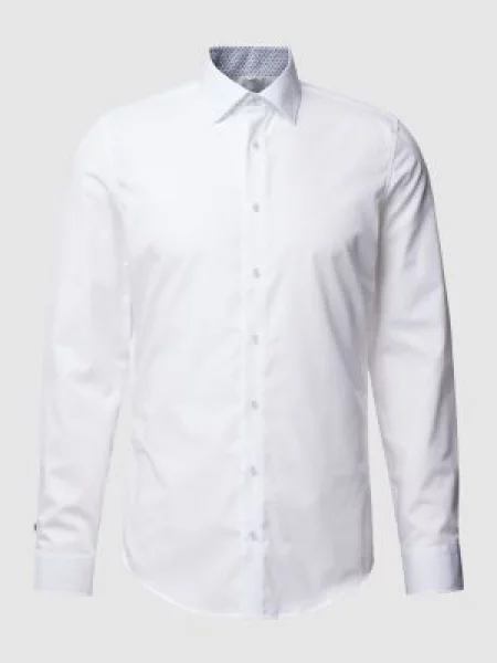 Koszula biznesowa o kroju slim fit z kołnierzykiem typu kent Seidensticker biała