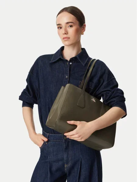 Torbica Calvin Klein Ck Medium Work Tote zelena