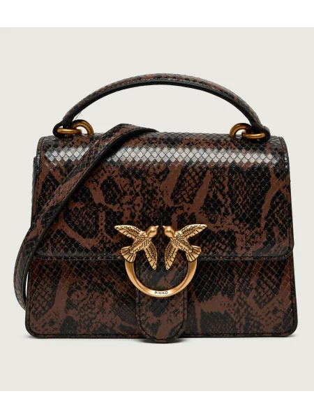 Pinko De piele cufăr Love One top Handle Mini maro