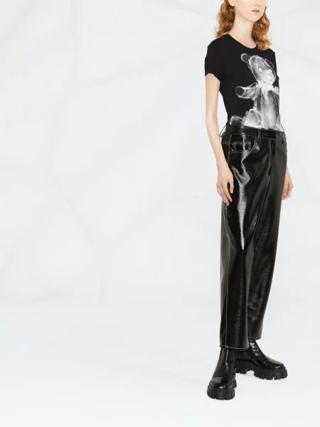 Krátké grafický tričko Philipp Plein s potiskem černé
