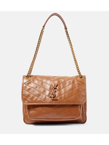 Usnjena torbica Saint Laurent rjava