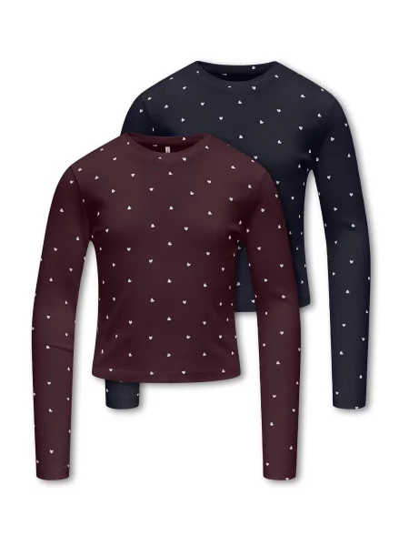 ONLY GIRLS Tricou KOGBELLA albastru marin / roșu vin alb