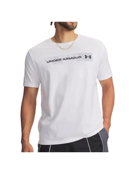 T-shirt Under Armour Camo Chest Stripe biało-szary biała
