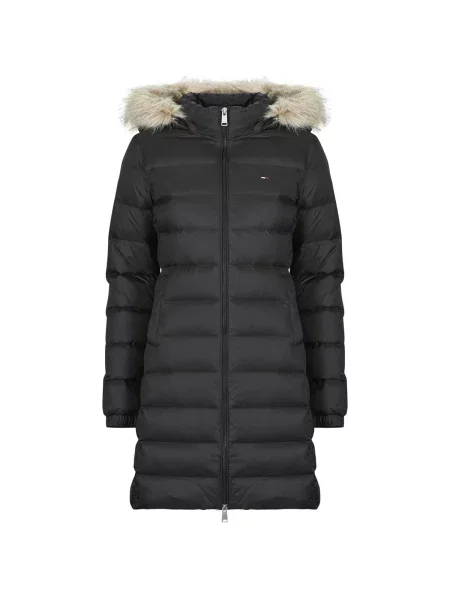 Denim jakna Tommy Jeans s kapuco črna