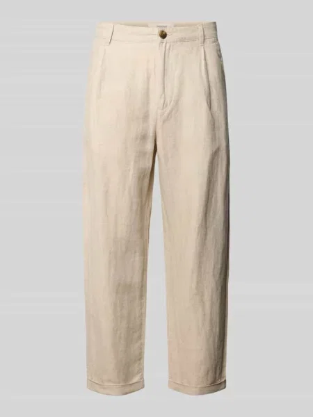 Spodnie materiałowe o kroju relaxed fit z mieszanki lnu i bawełny model RON' Selected Homme