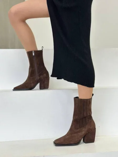 Замшевые ботильоны 105.store коричневые