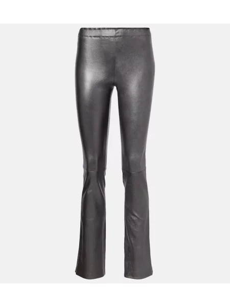 Pantaloni Stouls din piele violet