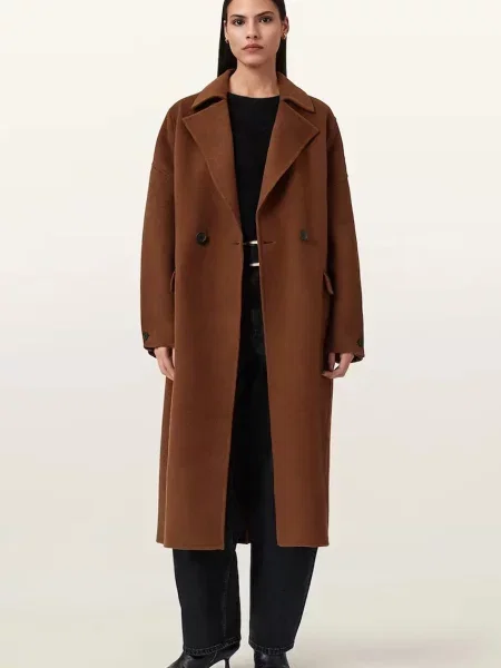 Palton Allsaints de lână bordo